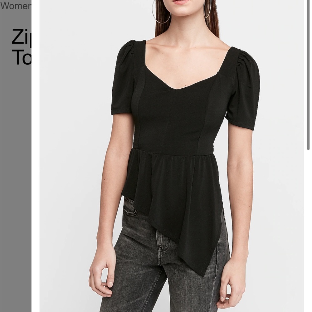 Zip back asymmetrical peplum top
